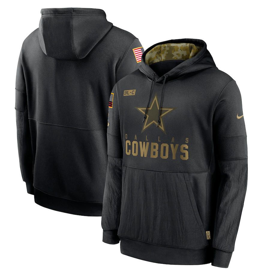 Men Dallas cowboys Black Salute To Service Hoodie Nike NFL Jerseys->denver broncos->NFL Jersey